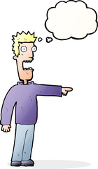 cartoon terrified man with thought bubble