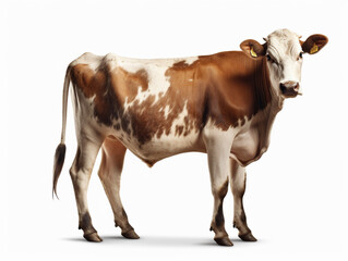 牛 （雌牛 乳牛）　白背景　AI生成画像　ジェネレーティブAI