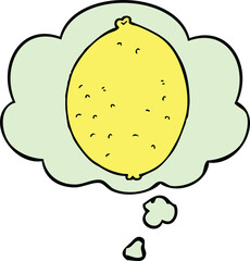 cartoon lemon with thought bubble