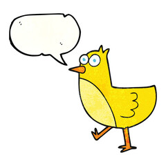 freehand speech bubble textured cartoon bird
