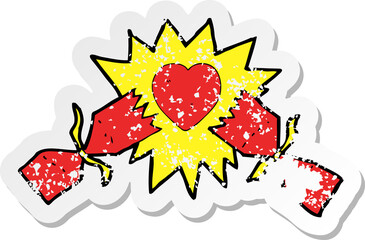 retro distressed sticker of a exploding christmas cracker