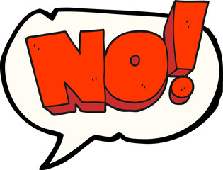 freehand drawn speech bubble cartoon NO! shout