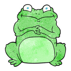 freehand textured cartoon funny frog