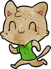 cartoon happy cat running