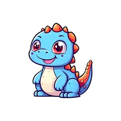 Obraz premium Playful Dino: Adorable 2D Illustration