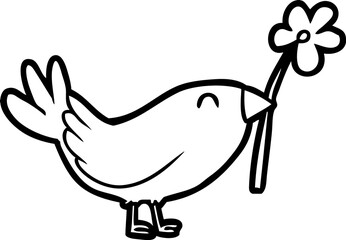 cartoon bird with flower