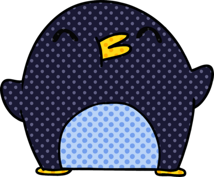 freehand drawn cartoon cute kawaii penguin - Powered by Adobe