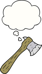 cartoon axe with thought bubble