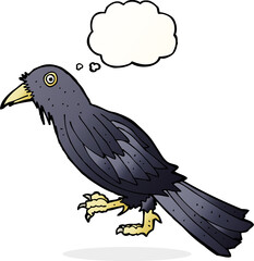 cartoon crow with thought bubble