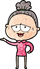 Fototapeta premium cartoon happy old lady