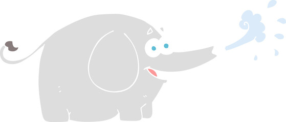 Fototapeta premium flat color illustration of elephant squirting water