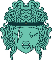 Retro Tattoo Style orc barbarian character face