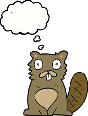 freehand drawn thought bubble cartoon beaver