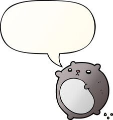 cartoon bear with speech bubble in smooth gradient style