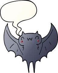 cartoon bat with speech bubble in smooth gradient style