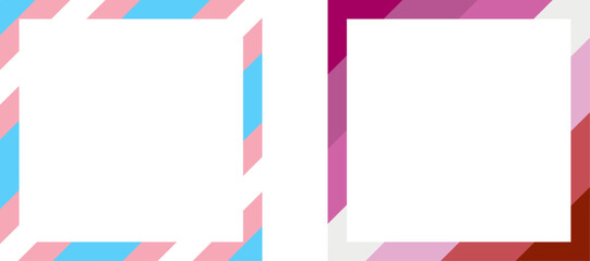 Obraz premium LGBTQ+ Pride Flag Frame. Square Frame Border with Transgender Flag Pattern and Lesbian Flag Pattern 