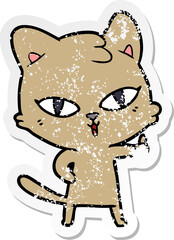 distressed sticker of a cartoon cat