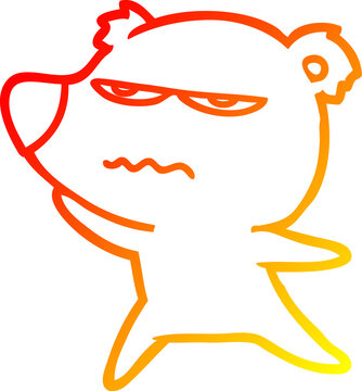 recommend clip art: warm gradient line drawing of a angry bear cartoon