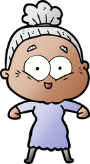 cartoon happy old woman