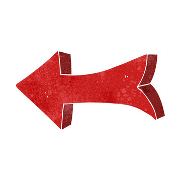 freehand retro cartoon pointing arrow