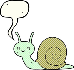 freehand drawn comic book speech bubble cartoon cute snail