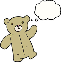 freehand drawn thought bubble cartoon teddy bear