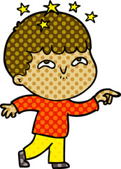 cartoon amazed boy