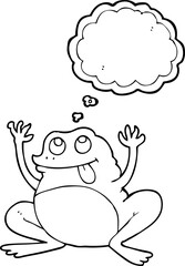 funny freehand drawn thought bubble cartoon frog