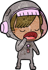 Obraz premium cartoon astronaut woman yawning
