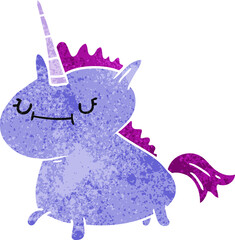 hand drawn retro cartoon doodle of a magical unicorn