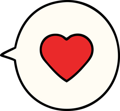 cartoon of a love heart in speech bubble