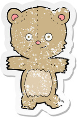 retro distressed sticker of a cartoon teddy bear
