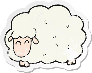 retro distressed sticker of a cartoon sheep
