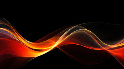 Abstract Modern Orange Smooth Lines on Black Background. AI generative