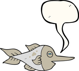 freehand drawn speech bubble cartoon swordfish