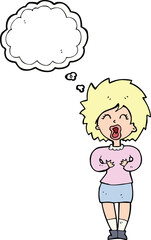 cartoon screaming woman with thought bubble