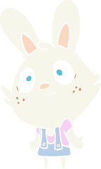 flat color style cartoon rabbit shrugging shoulders