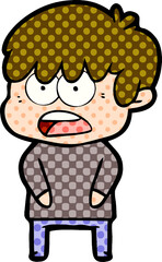 worried cartoon boy