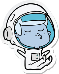 sticker of a cartoon confident astronaut