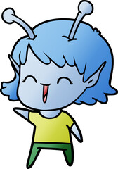 cartoon alien girl laughing