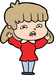 cartoon worried woman