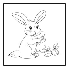 Rabbit Coloring Book Page Cartoon Ilustration-01