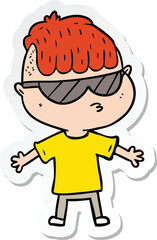 sticker of a cartoon boy wearing sunglasses