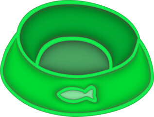 3D Green cat bowl