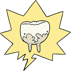 cartoon tooth with speech bubble