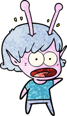 cartoon shocked alien girl