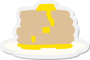 cartoon stack of pancakes with butter sticker