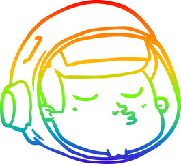 rainbow gradient line drawing of a cartoon astronaut face