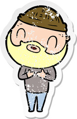 distressed sticker of a cartoon bearded man