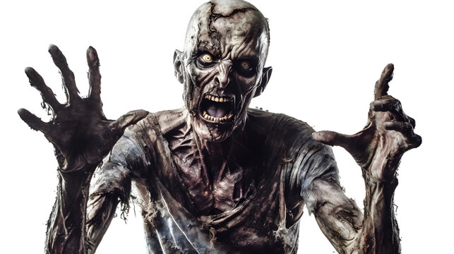 Scary Zombie - Horror Concept on Transparent Background PNG - Generative AI